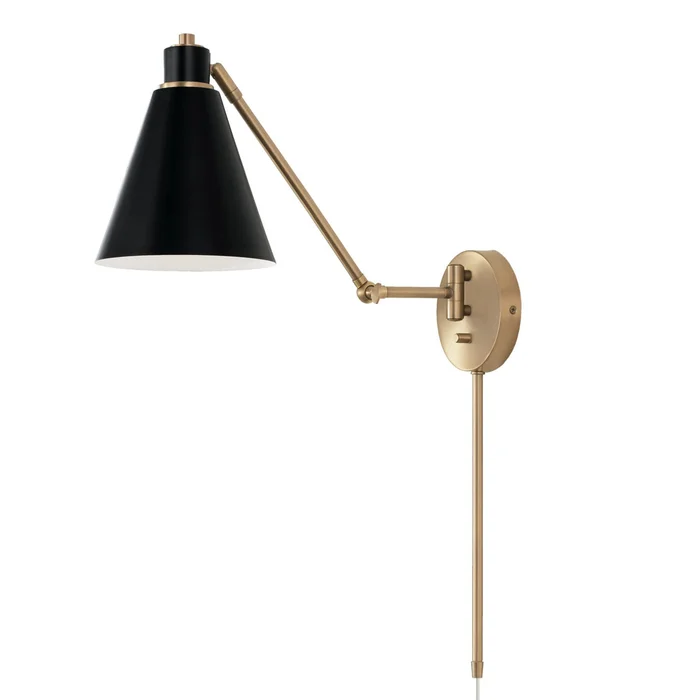Capital Lighting 650111AB Bradley One Light Wall Sconce, Aged Brass and Black