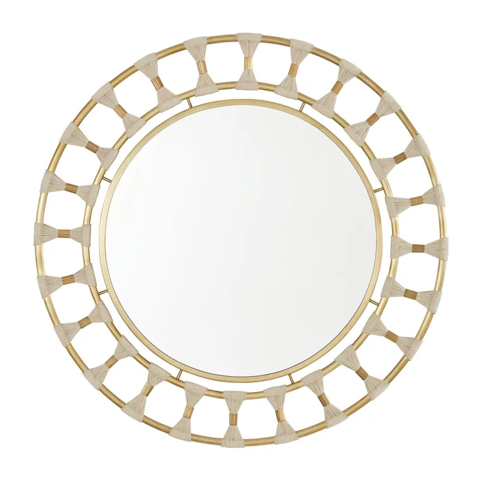 Capital Lighting 741102MM Mirror, Bleached Natural Rope and Patinaed Brass