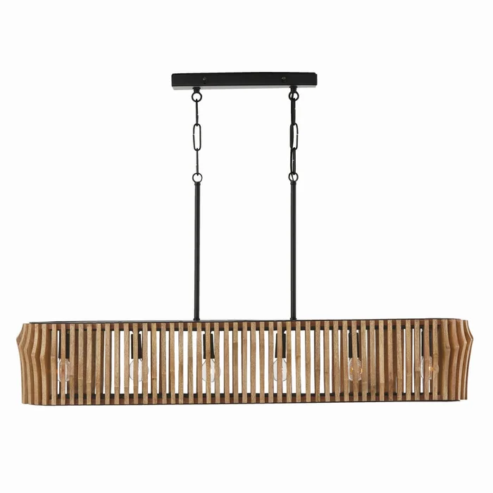 Capital Lighting 844661WK Archer Six Light Island Pendant, Light Wood and Matte Black