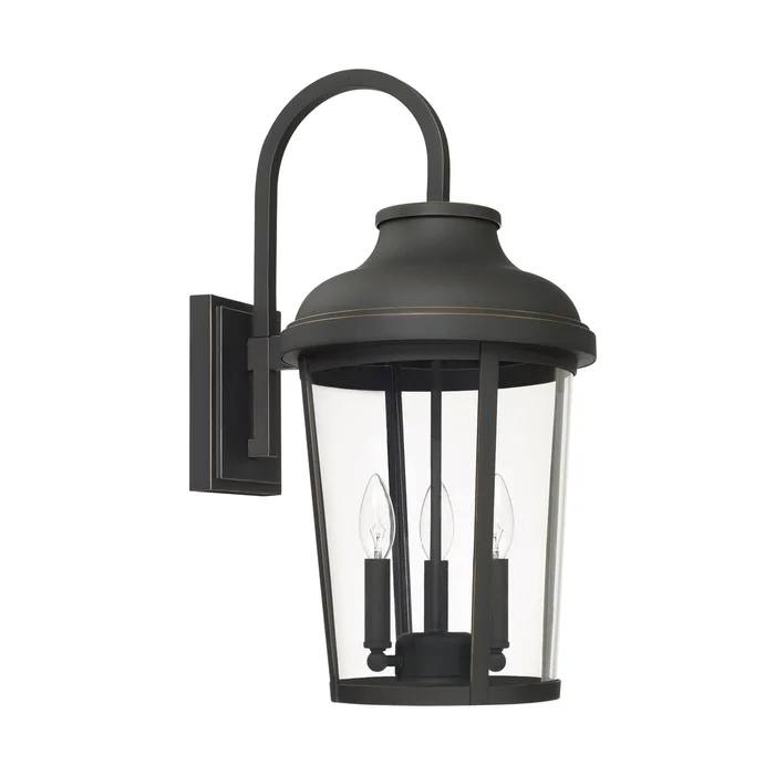 Capital Lighting 927031OZ Dunbar Three Light Outdoor Wall Lantern, Oiled Bronze