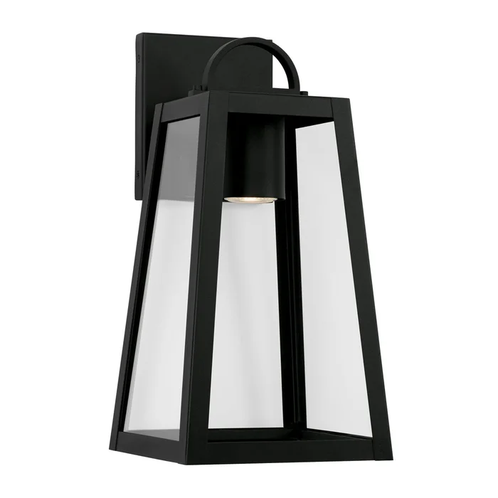 Capital Lighting 943711BK-GL Leighton One Light Outdoor Wall Lantern, Black