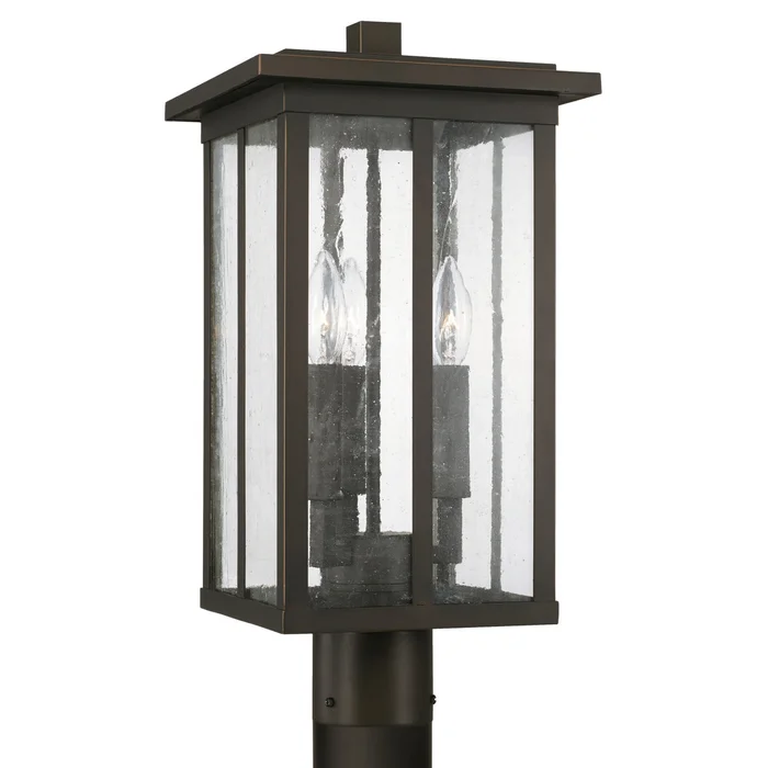 Capital Lighting 943835OZ Barrett Three Light Outdoor Post Lantern, Oiled Bronze
