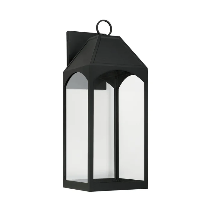 Capital Lighting 946341BK-GL Burton One Light Outdoor Wall Lantern, Black