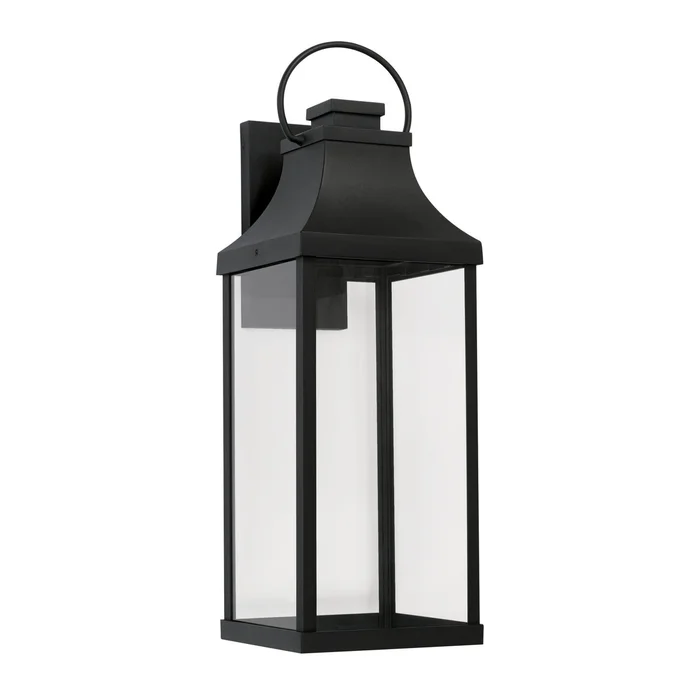 Capital Lighting 946441BK-GL Bradford One Light Outdoor Wall Lantern, Black