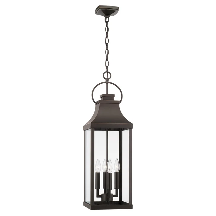 Capital Lighting 946442OZ Bradford Four Light Outdoor Hanging Lantern, Oiled Bronze