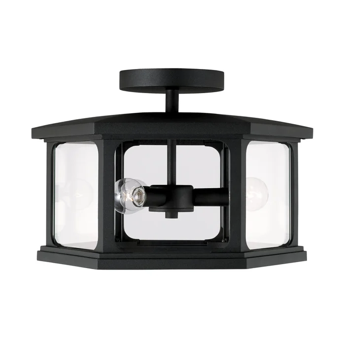 Capital Lighting 946632BK Walton Three Light Outdoor Semi-Flush Mount, Black