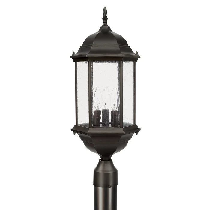 Capital Lighting 9837OB Main Street Three Light Outdoor Post Lantern, Old Bronze