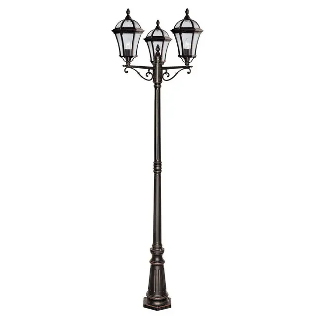 Capri 3 Light Rustic Brown with Clear Glass 235cm Post Top