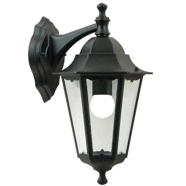 Cardiff Down Black With Clear Glass IP44 Wall Light
