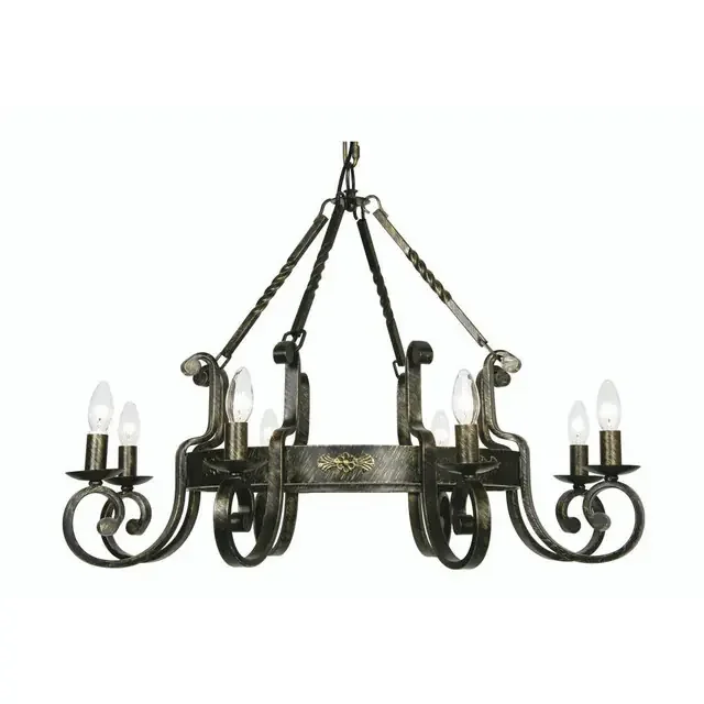 Carlisle 8 Light Black Brushed Gold Chandelier Pendant Light