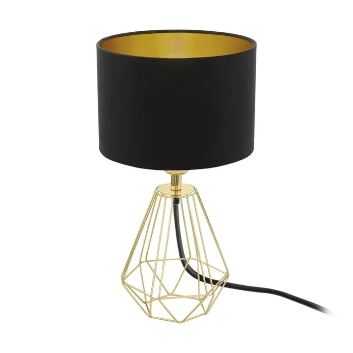 Carlton 2 Brass Wire Vintage Table Lamp with Black Shade