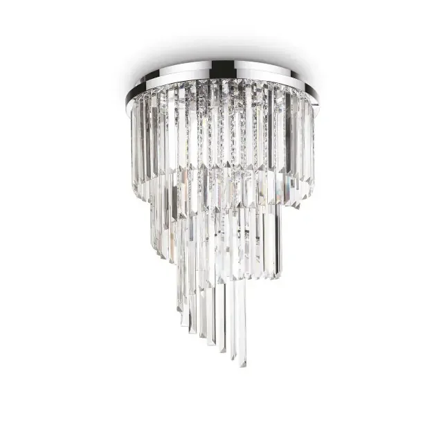 Carlton PL12 12 Light Chrome Chandelier Flush Ceiling Light