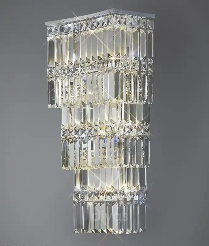 Cascade Wall Sconce – Rectangular & Square Crystal Drops – Tiered Crystal Wall Light – Height 53cm