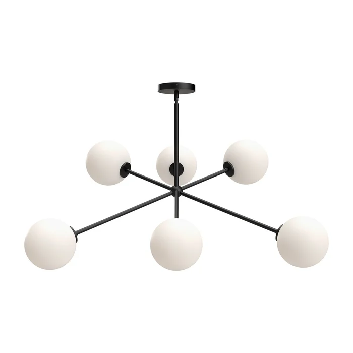 Cassia Six Light Chandelier in Matte Black/Opal Matte Glass (452|CH549640MBOP)
