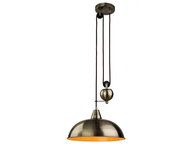 Century Antique Brass Rise and Fall Pendant Light