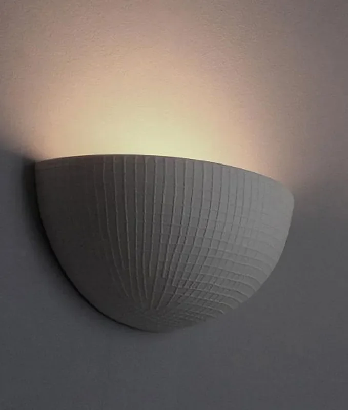 Ceramic Wall Uplight with Grid Pattern – Can be Painted