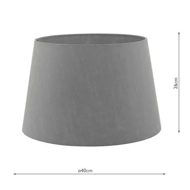 Cezanne 40cm Slate Grey Faux Silk Tapered Drum Shade Only