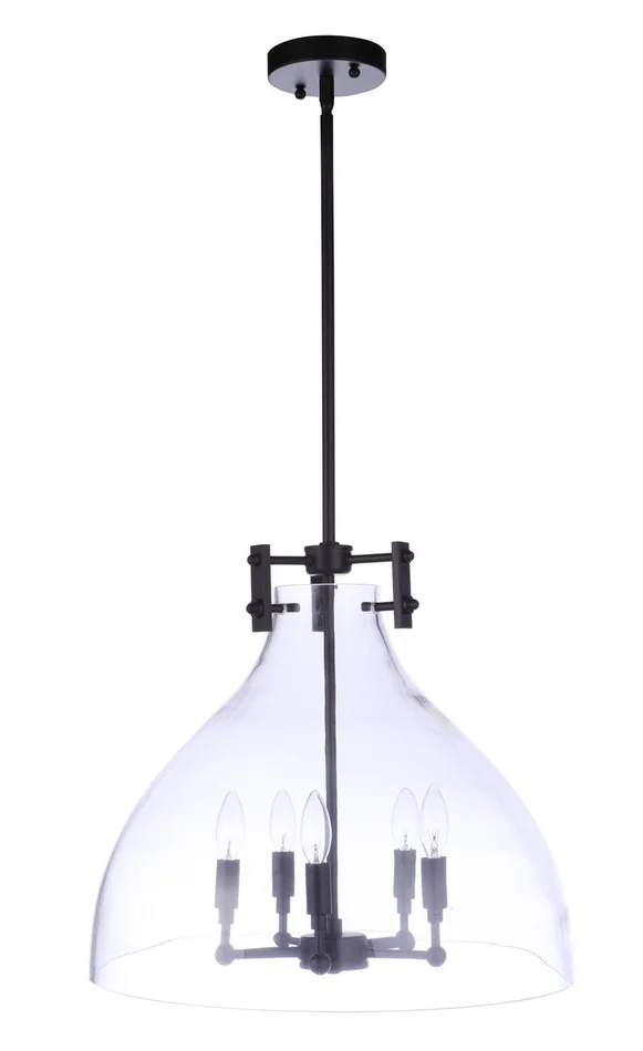 Chardonnay Five Light Pendant in Flat Black (46|55895-FB)