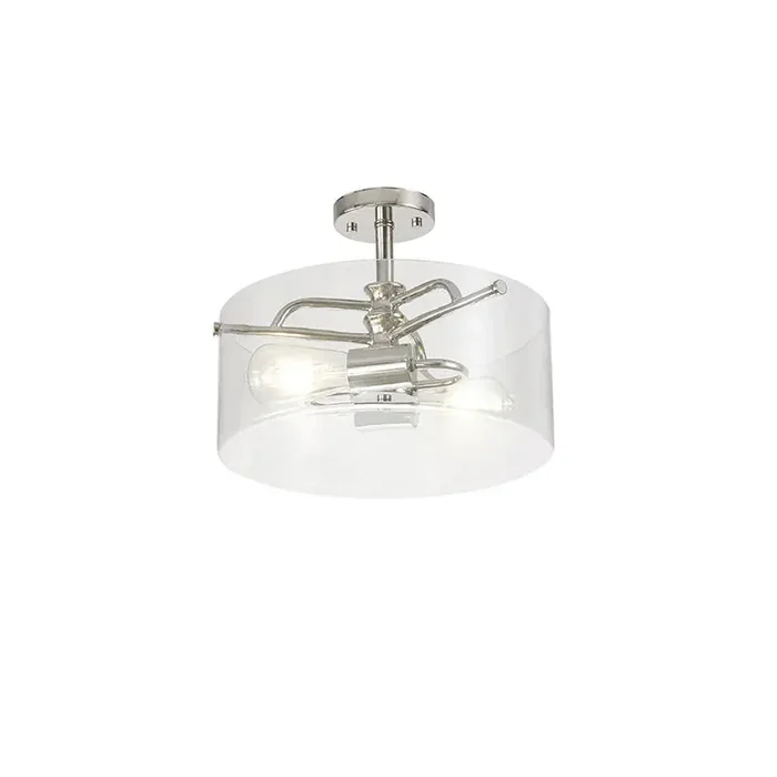 Charlotte Glass Semi-Flush Ceiling Light – Polished Nickel – Online Lighting