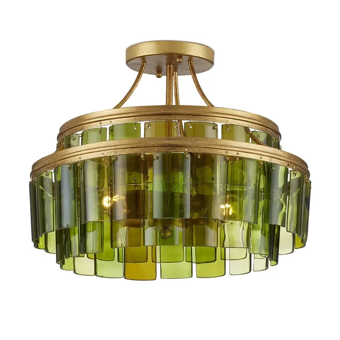 Chartreuse Green Glass Semi Flush