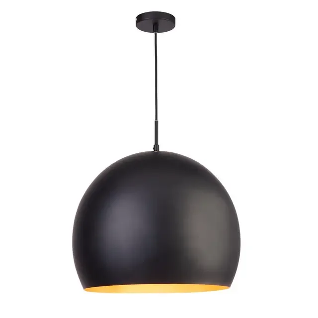 Chicago Matt Black with Gold Interior 40cm Industrial Pendant Light