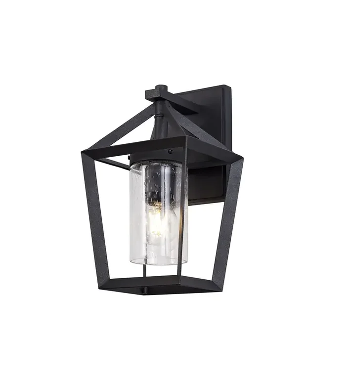 Chilton Down Wall Lamp, 1 x E27, IP54, Anthracite-Clear Rain Drop Effect Glass, 2yrs Warranty