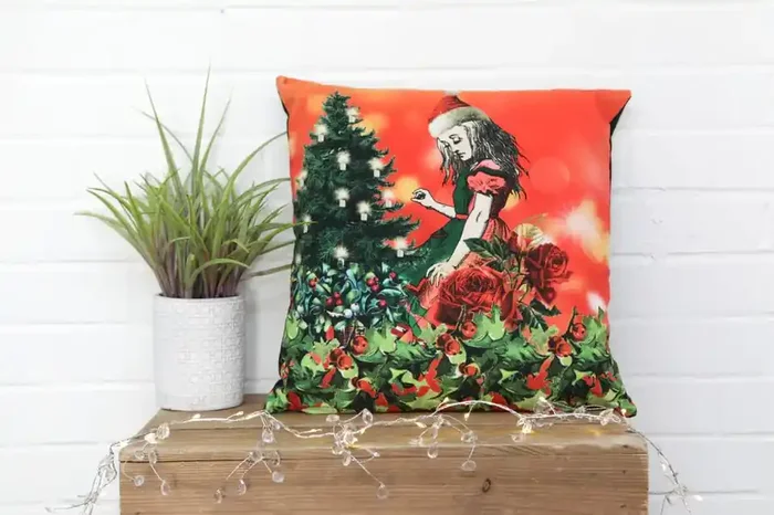 Christmas in Wonderland Festive Artist Style Couch Cushion