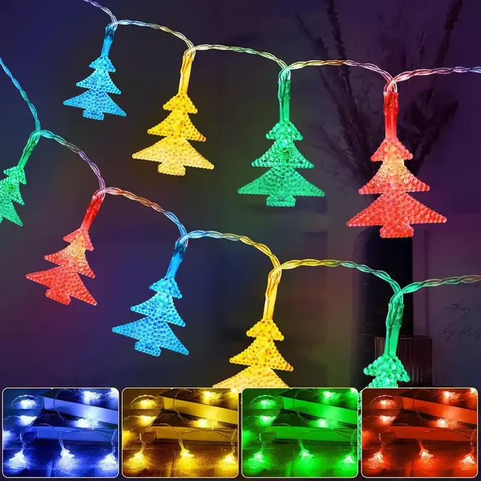 Christmas Tree String Lights – 40 LED, 19.6FT, Battery Operated, 2 Modes, Waterproof Xmas Lights for Indoor & Outdoor Decoration (Colorful)
