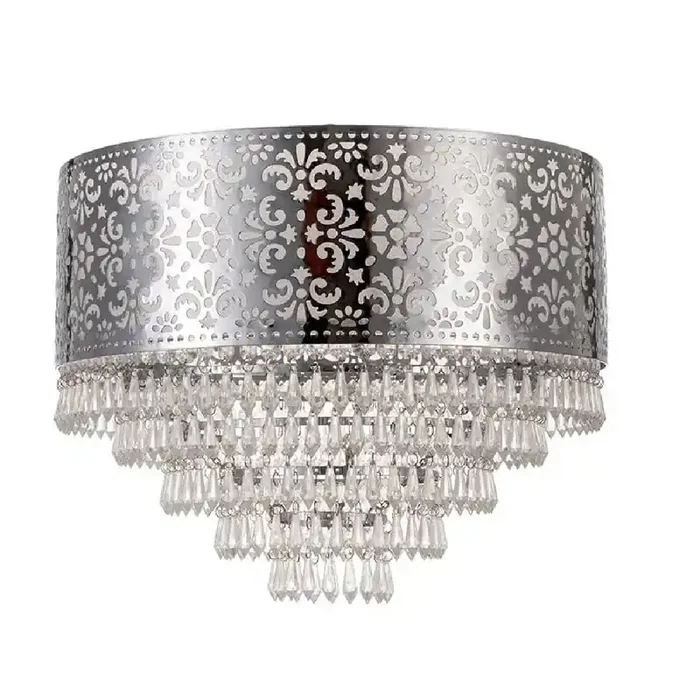 Chrome and Clear Acrylic Crystal Vintage Moroccan Easy Fit Chandelier Pendant Shade 36cm