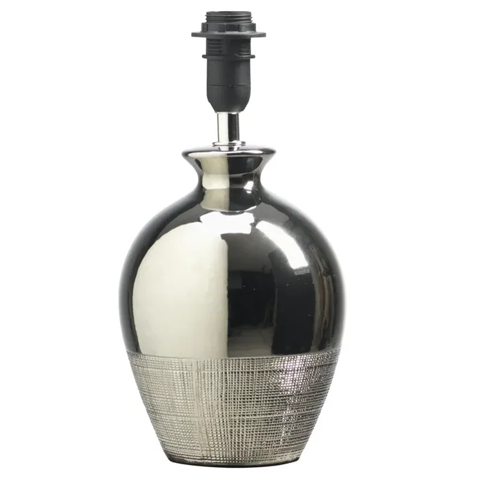 Chrome Metallic Ceramic Modern Table Lamp Base Only 26cm