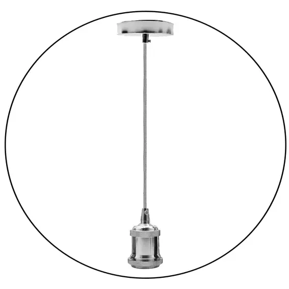 Chrome Pendant Light Fitting Ceiling Rose E27 Suspension~1746