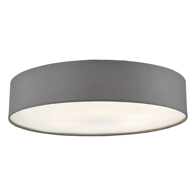 Cierro 6 Light Grey Fabric Shade Flush Ceiling Light