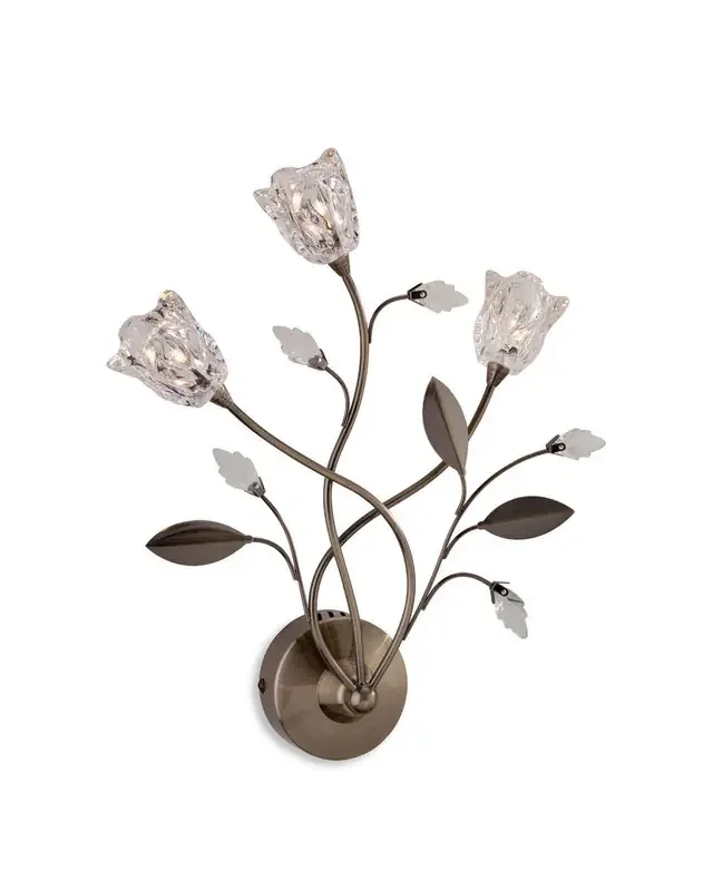 Cindy 3 Light Antique Brass with Clear Glass Wall Light