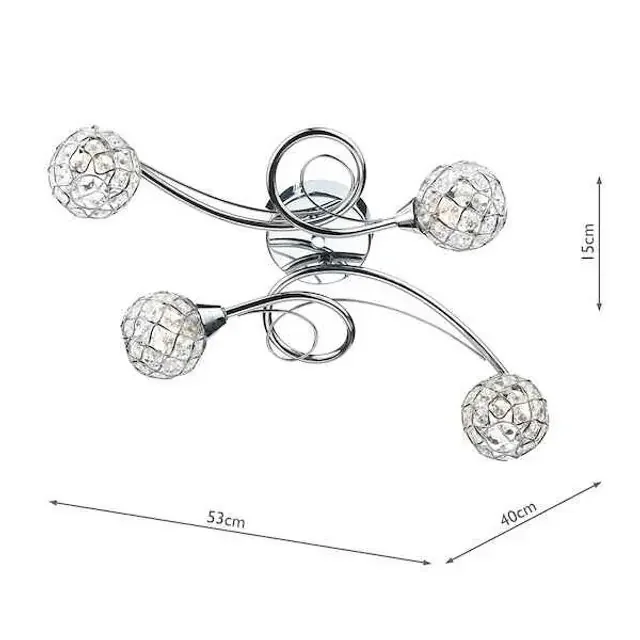 Circa 4 Light Polished Chrome Flush Ceiling Light