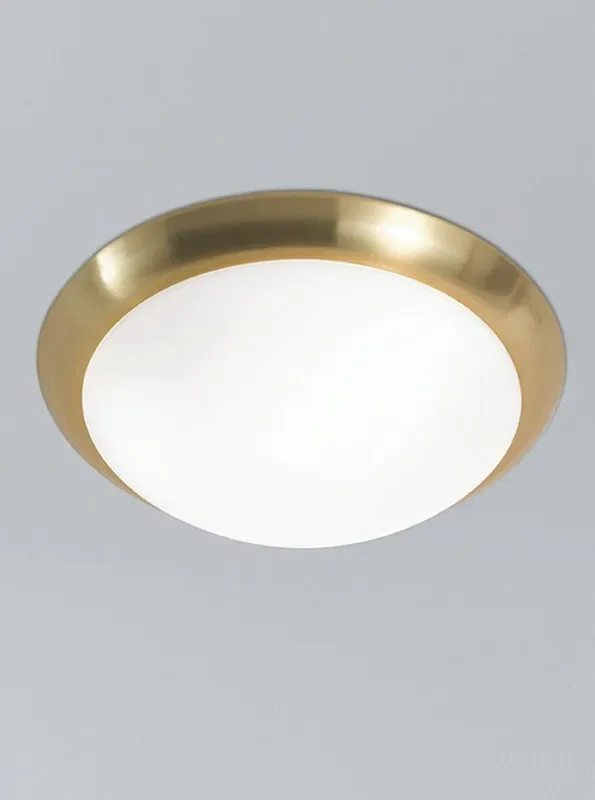 Circular 3 Light Satin Brass with Matt White Diffuser Flush Ceiling Light
