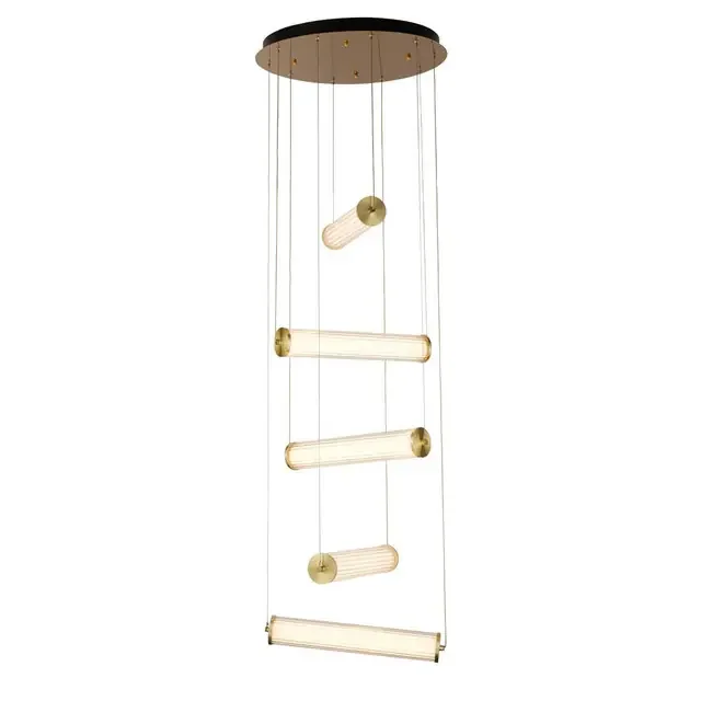 Clamp 5 Light Gold With Glass Led Cluster Pendant Light