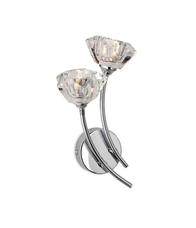 Clara 2 Light Chrome with Clear Glass Wall Light