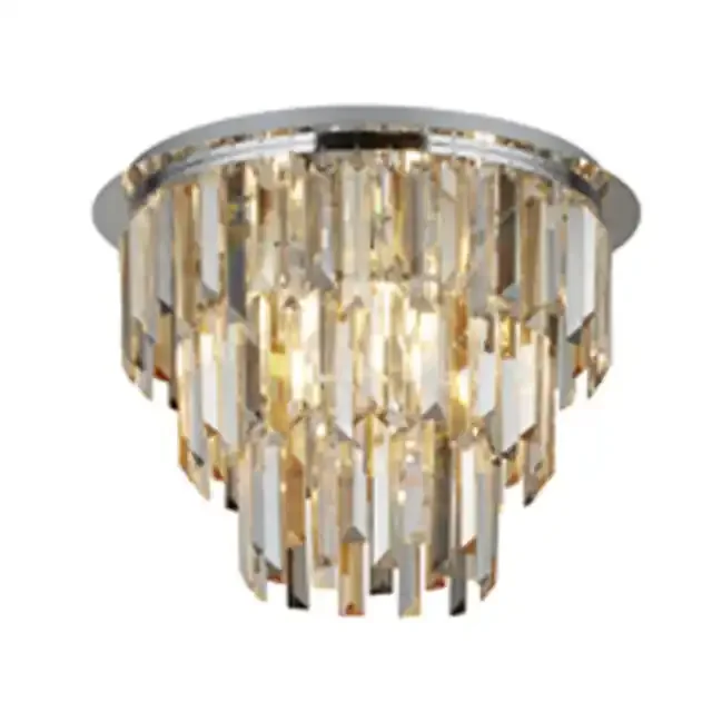 Clarissa 5 Light Chrome with Clear Amber Smoked Crystal Pendant Light