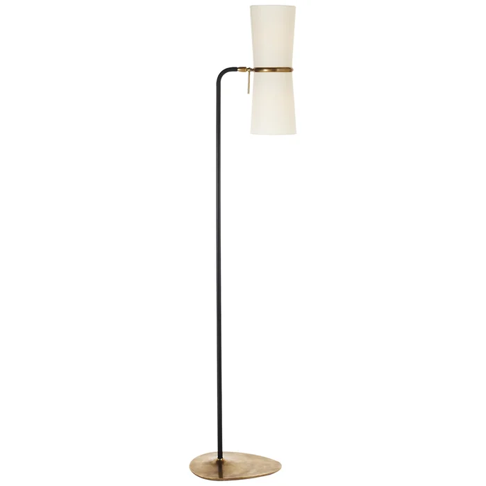 Clarkson Two Light Floor Lamp, Black And Brass
