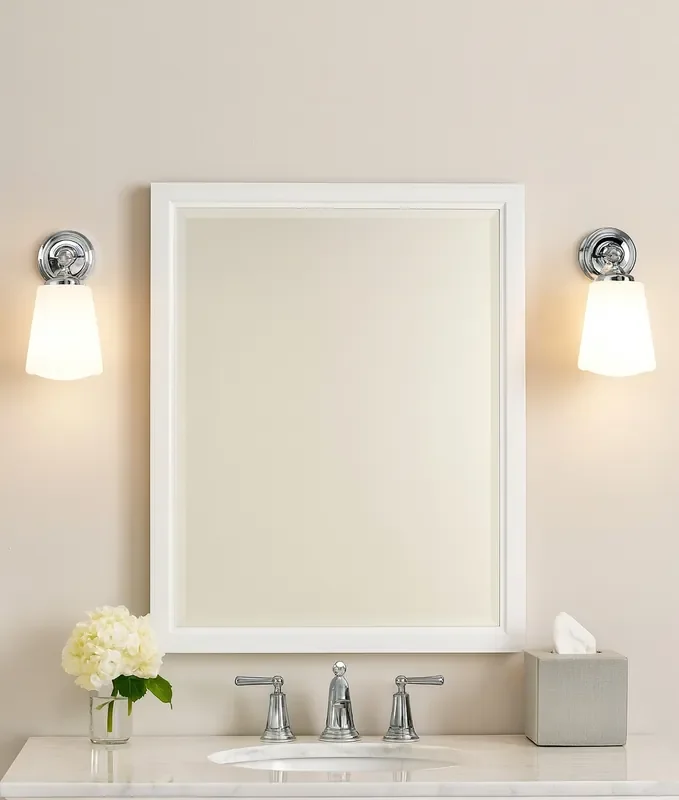 Classic Chrome Bracket Bathroom Wall Light & Opal Glass Shade IP44