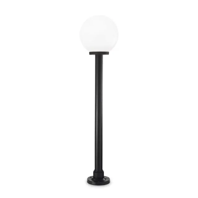 Classic Globe PT1 Black with White Opal Sphere Resin 80cm IP55 Bollard