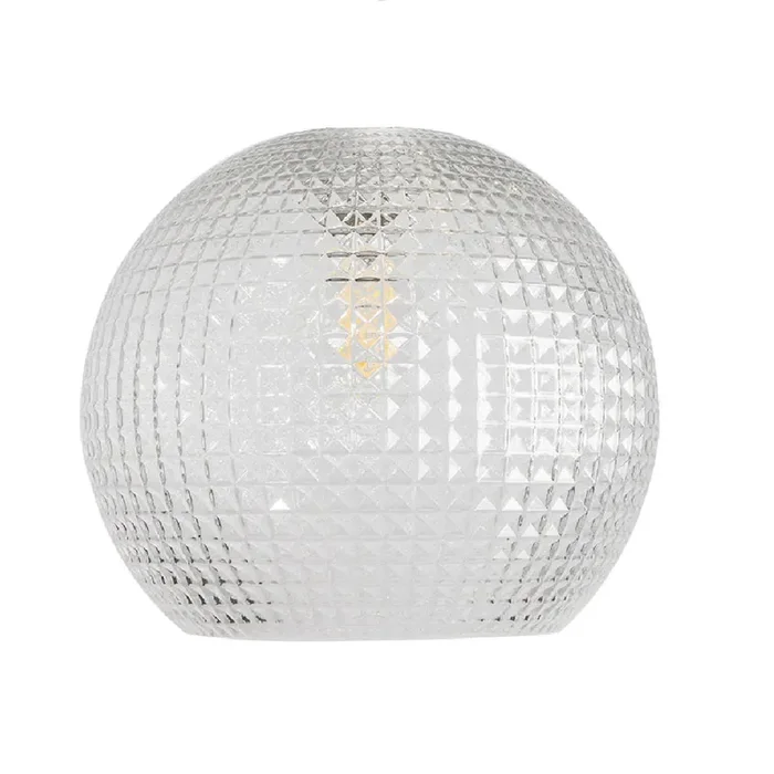 Clear Geometric Glass Modern Easy Fit Non Electric Pendant Shade 260mm