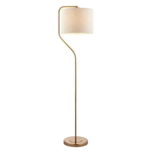 Clement Brushed Aged Brass with White Shade Floor Lamp