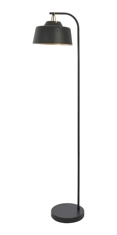 Clermont Industrial Farmhouse Style Floor Lamp, Contrasting Colours (Oaks 2401/1 FL BK)