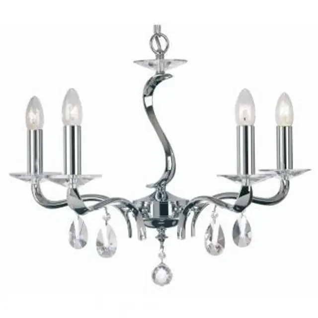 Cobra 5 Light Polished Chrome with Crystal 58cm Chandelier Pendant Light