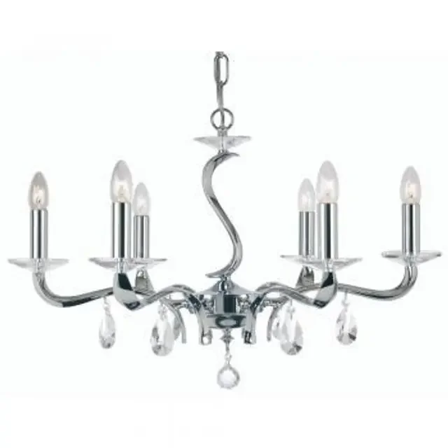 Cobra 6 Light Polished Chrome with Crystal Chandelier Pendant Light