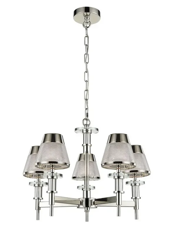 Concept 5 Light Chrome with Textured Glass Diffuser Pendant Light