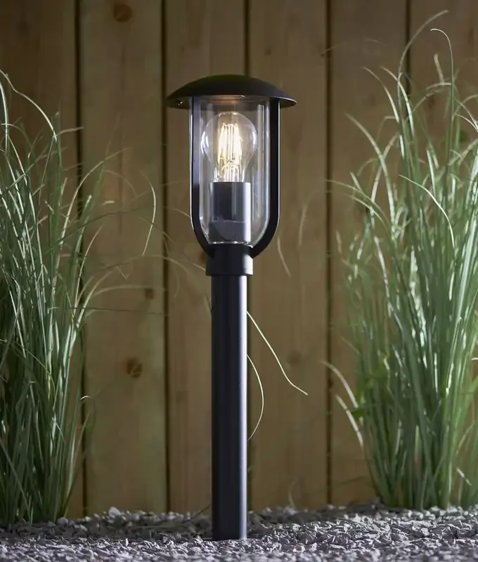 Contemporary Mini Post Light for Garden Paths and Flowerbeds – Textured Black Paint