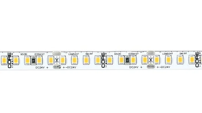 Core Lighting LSM50HF-35K-16FT-24V High Output Indoor Flexible LED Tape Light Strip, 16.4 Ft., 5W, 24V, 3500K