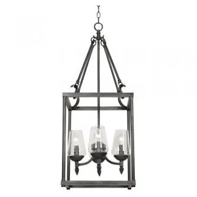 Corfe 4 Light Black Silver Metallic Lantern Pendant Light